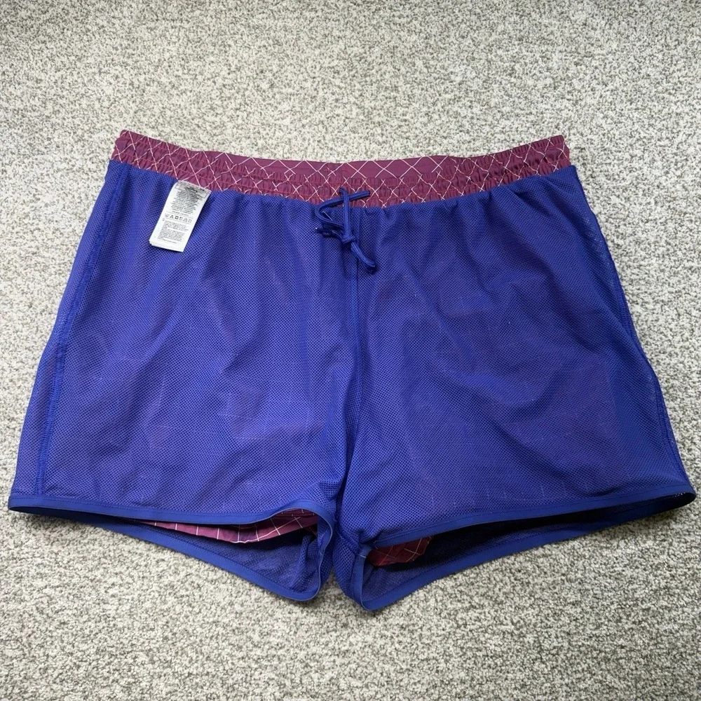 NWT Women's Adidas Prime Blue Purple Plaid Ripstop Athletic Sports Short Size XL